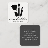 Minimalistisch Schlichtes Weiß | Kursivschrift | M Quadratische Visitenkarte (Vorne/Hinten)