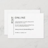 Minimalistisch Schwarz auf der weißen Online-RSVP- Begleitkarte (Vorne/Hinten)