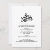 Minimalistisch Schwarz "Betrunken in Liebe" Bachel Einladung (Rückseite)