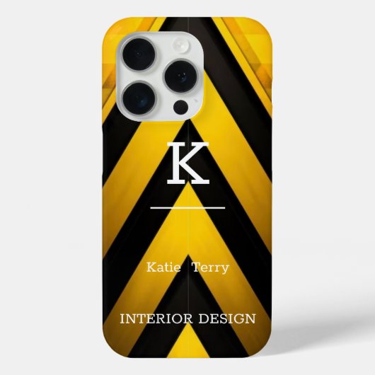 Minimalistisch-Schwarz-Gelb-Monogramm-Gehäuse Case-Mate iPhone Hülle (Rückseite)