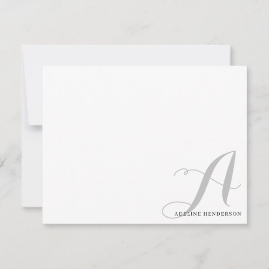 Minimalistisch Schwarz-Grau-Anfangsbuchstaben Mit  Mitteilungskarte (Vorderseite)