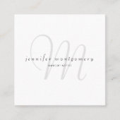 Minimalistisch-Schwarz-Grau Mit Monogramm Quadratische Visitenkarte (Vorderseite)