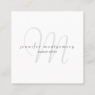 Minimalistisch-Schwarz-Grau Mit Monogramm Quadratische Visitenkarte
