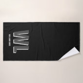 Minimalistisch Schwarz-Grau-Personalisiert-Monogra Badehandtuch (Badehandtuch)