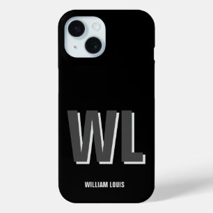 Minimalistisch Schwarz-Grau-Personalisiert-Monogra Case-Mate iPhone Hülle