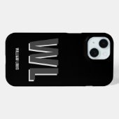 Minimalistisch Schwarz-Grau-Personalisiert-Monogra Case-Mate iPhone Hülle (Rückseite (Horizontal))