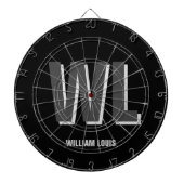 Minimalistisch Schwarz-Grau-Personalisiert-Monogra Dartscheibe (vorne)