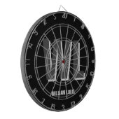 Minimalistisch Schwarz-Grau-Personalisiert-Monogra Dartscheibe (Vorderseite Links)