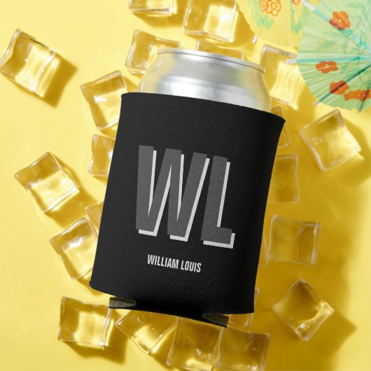 Minimalistisch Schwarz-Grau-Personalisiert-Monogra Dosenkühler (In Situ Sommer)