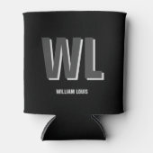 Minimalistisch Schwarz-Grau-Personalisiert-Monogra Dosenkühler (Vorderseite)