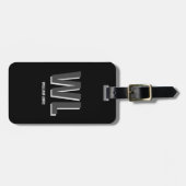 Minimalistisch Schwarz-Grau-Personalisiert-Monogra Gepäckanhänger (Vorderseite horizontal)