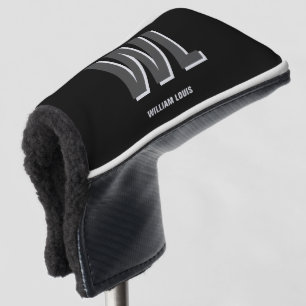 Minimalistisch Schwarz-Grau-Personalisiert-Monogra Golf Headcover