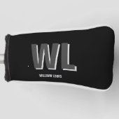 Minimalistisch Schwarz-Grau-Personalisiert-Monogra Golf Headcover (Vorderseite)