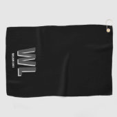 Minimalistisch Schwarz-Grau-Personalisiert-Monogra Golfhandtuch (Horizontal)