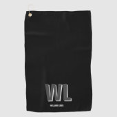 Minimalistisch Schwarz-Grau-Personalisiert-Monogra Golfhandtuch (Vorderseite)
