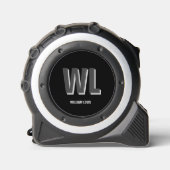 Minimalistisch Schwarz-Grau-Personalisiert-Monogra Maßband (Vorderseite)