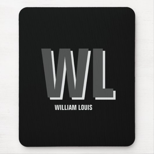 Minimalistisch Schwarz-Grau-Personalisiert-Monogra Mousepad (Vorne)