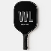 Minimalistisch Schwarz-Grau-Personalisiert-Monogra Pickleball Schläger (Rückseite)