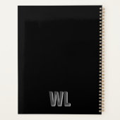 Minimalistisch Schwarz-Grau-Personalisiert-Monogra Planer (Rückseite)