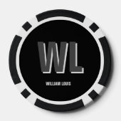 Minimalistisch Schwarz-Grau-Personalisiert-Monogra Pokerchips (Rückseite)