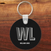 Minimalistisch Schwarz-Grau-Personalisiert-Monogra Schlüsselanhänger (Vorderseite)