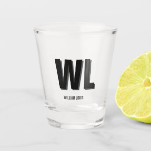 Minimalistisch Schwarz-Grau-Personalisiert-Monogra Schnapsglas