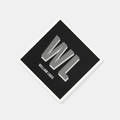 Minimalistisch Schwarz-Grau-Personalisiert-Monogra Serviette (Ecke)