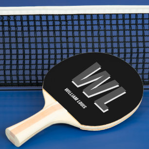 Minimalistisch Schwarz-Grau-Personalisiert-Monogra Tischtennis Schläger