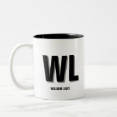 Minimalistisch Schwarz-Grau-Personalisiert-Monogra Zweifarbige Tasse (Links)