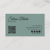 Minimalistisch Schwarz/Grün | Moderner QR-Code Visitenkarte (Rückseite)