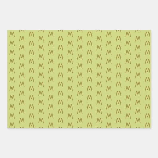 Minimalistisch Schwarz Grün und Gold Monogram Geschenkpapier Set (Vorderseite 2)