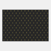Minimalistisch Schwarz Grün und Gold Monogram Geschenkpapier Set (Vorderseite)