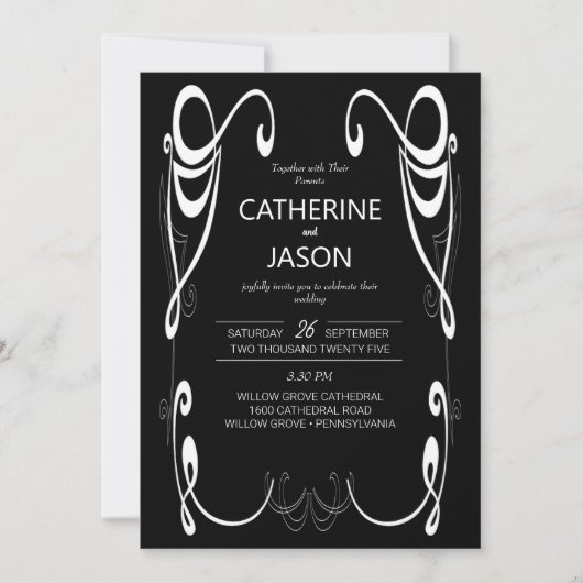 Minimalistisch | Schwarz in einer Hochzeitseinladu Einladung (Vorderseite)
