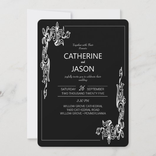 Minimalistisch | Schwarz in einer Hochzeitseinladu Einladung (Vorderseite)