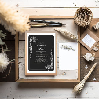 Minimalistisch | Schwarz in einer Hochzeitseinladu Einladung