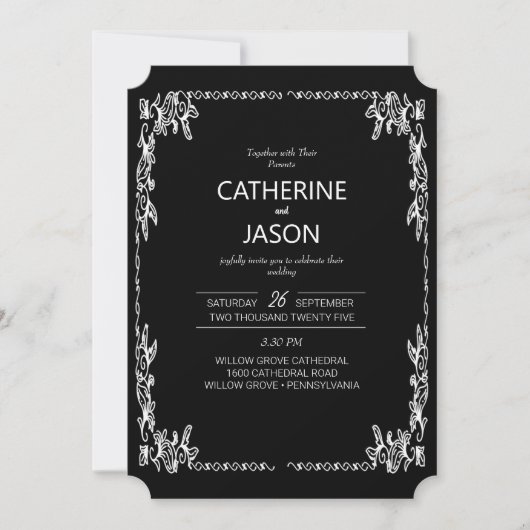 Minimalistisch | Schwarz in einer Hochzeitseinladu Einladung (Vorderseite)