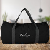 Minimalistisch-Schwarz-Modern-Script-Monogramm Duffle Bag