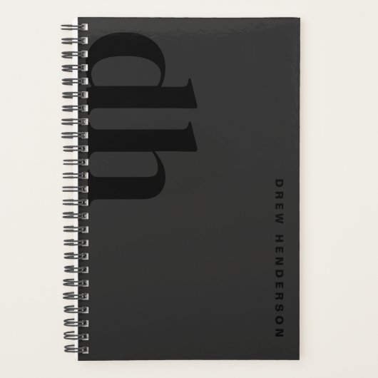 Minimalistisch-Schwarz-Monogramm Beruflich Planer (Vorderseite)