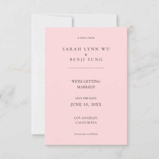 Minimalistisch-schwarz-rosa-modern 2 V2 Save the D Date (Vorderseite)