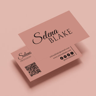 Minimalistisch Schwarz/Rosa | Moderner QR-Code Visitenkarte