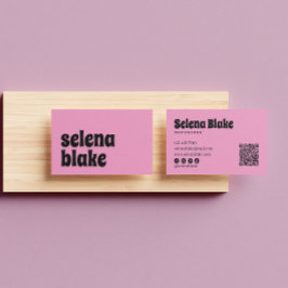 Minimalistisch Schwarz/Rosa| Moderner QR-Code Visitenkarte