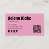 Minimalistisch Schwarz/Rosa| Moderner QR-Code Visitenkarte (Rückseite)