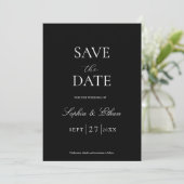 Minimalistisch-Schwarz-Save the Date-Einladung Einladung (Stehend Vorderseite)