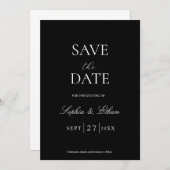Minimalistisch-Schwarz-Save the Date-Einladung Einladung (Vorne/Hinten)