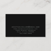 Minimalistisch-Schwarz-Silber-Monogramm Visitenkarte (Rückseite)