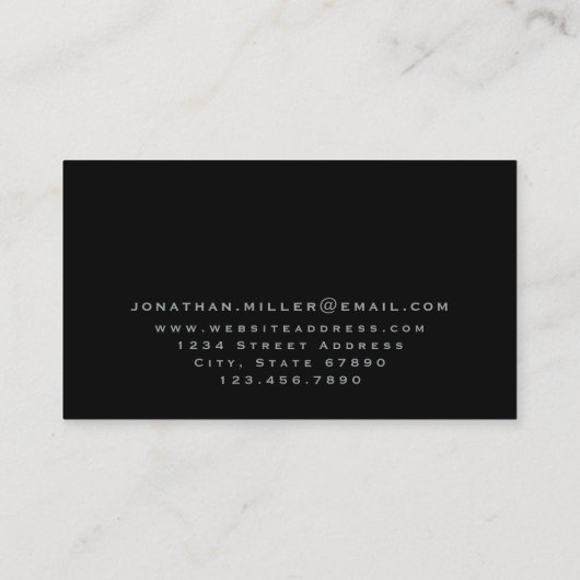 Minimalistisch-Schwarz-Silber-Monogramm Visitenkarte (Rückseite)