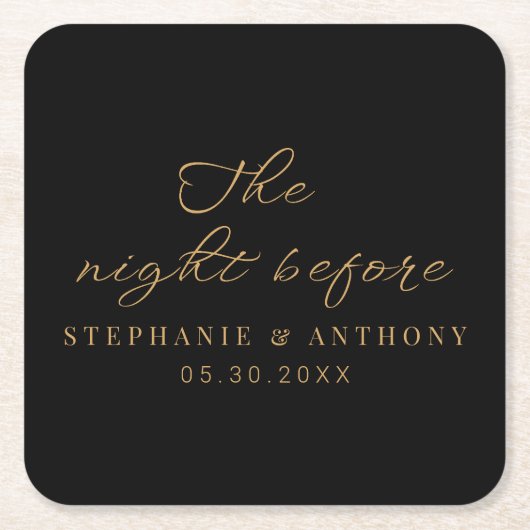 Minimalistisch Schwarz und Gold Die Nacht vor der Rechteckiger Pappuntersetzer (Vorderseite)