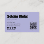 Minimalistisch Schwarz und Lila | Moderner QR-Code Visitenkarte (Rückseite)