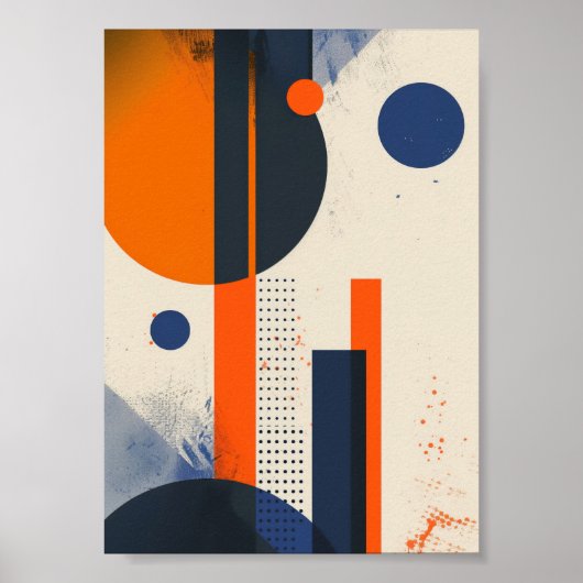 Minimalistisch Schwarz und Orange Geometrisch Poster (Vorne)