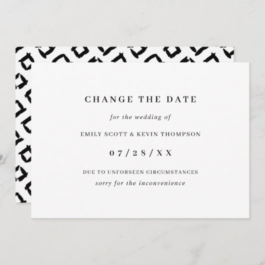 Minimalistisch Schwarz und Weiß ändern das Datum Ankündigung (Vorne/Hinten)